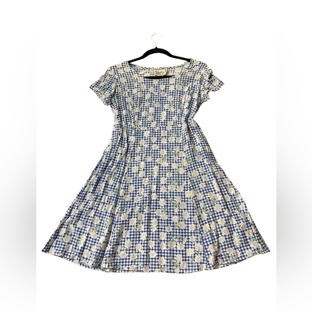vintage Y2K blue daisy dress, size 7